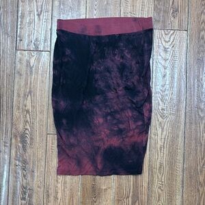 Tie-Dye Black and Red pencil Skirt